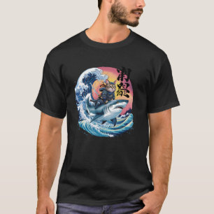 Samurai Cat Ninja Japanese Cat Shark Kanagawa N T-Shirt