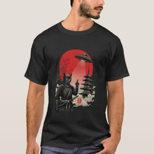 Samurai Cat Ninja with Katana Japanese Anime Kids T-Shirt