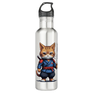 Samurai Cat Pixel Art 710 Ml Water Bottle