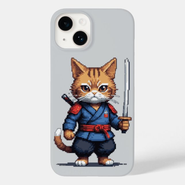 Samurai Cat Pixel Art Case-Mate iPhone Case (Back)