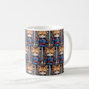 Samurai Cat Pixel Art Coffee Mug