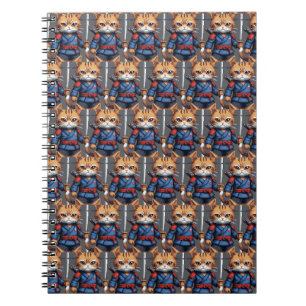 Samurai Cat Pixel Art Notebook
