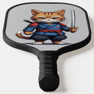 Samurai Cat Pixel Art Pickleball Paddle