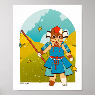 Samurai Cat Poster