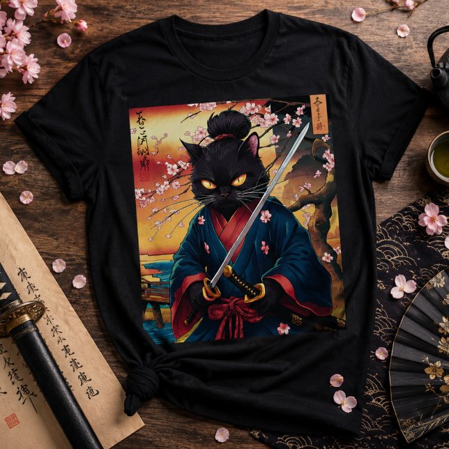Samurai Cat Shirt | Cute Japanese Warrior Tee (Creator Uploaded)
