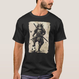 Samurai Cat Soccer Japanese Warrior Graphic T-Shirt