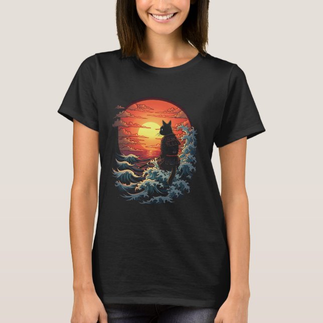 Samurai Cat Sunset T-Shirt (Front)