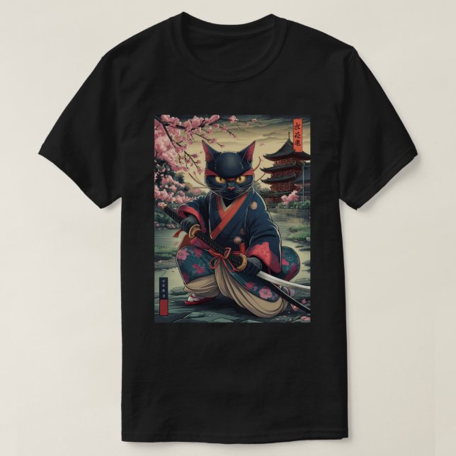 Samurai Cat  T-Shirt (Design Front)