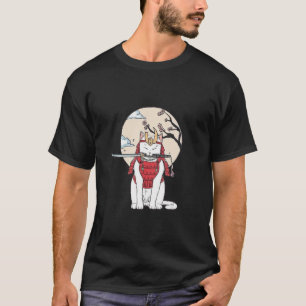 Samurai Cat Takes Katana Under Aki Sakura T-Shirt