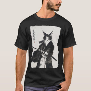 Samurai Cat Tee Vintage Ukiyo-e Warrior Art Graphi