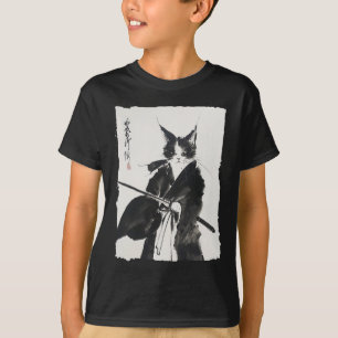 Samurai Cat Tee Vintage Ukiyo-e Warrior Art Graphi