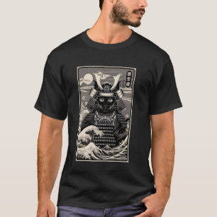 Samurai Cat Vintage Japanese Ukiyo-e Art T-Shirt