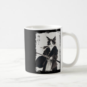 Samurai Cat Vintage Ukiyo E Cool Warrior Cat Japan Coffee Mug