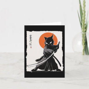 Samurai Cat Vintage Ukiyo-e Funny Warrior Cat Mang Card