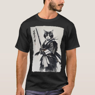 Samurai Cat Vintage Ukiyo-e Warrior Art Graphic Ca T-Shirt