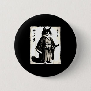 Samurai Cat Vintage Warrior Japanese Anime 6 Cm Round Badge