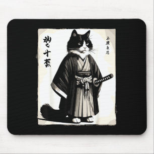 Samurai Cat Vintage Warrior Japanese Anime Mouse Mat