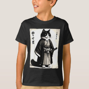 Samurai Cat Vintage Warrior Japanese Anime T-Shirt
