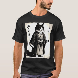 Samurai Cat Vintage Warrior Japanese Anime T-Shirt