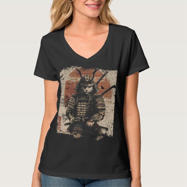 Samurai Cat Warrior Art Lovers  T-Shirt (Front)