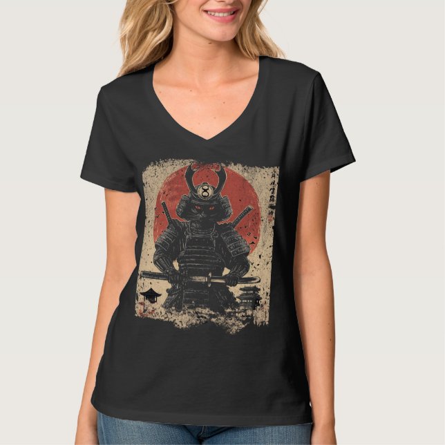 Samurai Cat Warrior Art Lovers  T-Shirt (Front)