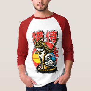 Samurai Cat Warrior – Bold Japanese Wave Tattoo T-Shirt