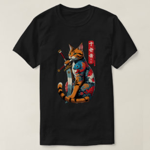 Samurai Cat Warrior – Epic Japanese Tattoo Style T-Shirt