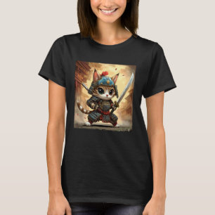 Samurai Cat Warrior Fierce & Fluffy Style T-Shirt