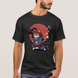 Samurai Cat Warrior girl T-Shirt