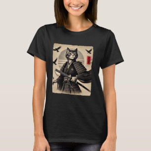 Samurai Cat Warrior Japanese Art Cat Ukiyo Graphic T-Shirt