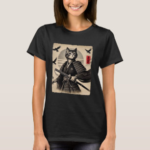 Samurai Cat Warrior Japanese Art Cat Ukiyo Graphic T-Shirt