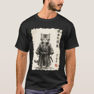 Samurai Cat Warrior Japanese Art Kawaii Anime Cat T-Shirt