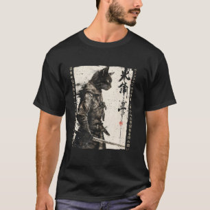 Samurai Cat Warrior Ukiyo Ink Artwork Cat Samurai T-Shirt