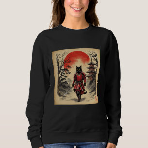 Samurai Cat Warrior Vintage Funny Cat Ukiyo Ink Ar Sweatshirt