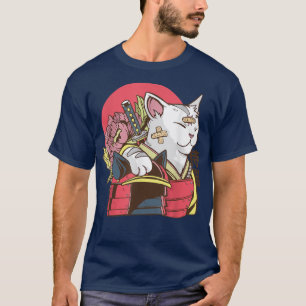 Samurai Cat with Armor Plaster  Asian Martial Arts T-Shirt
