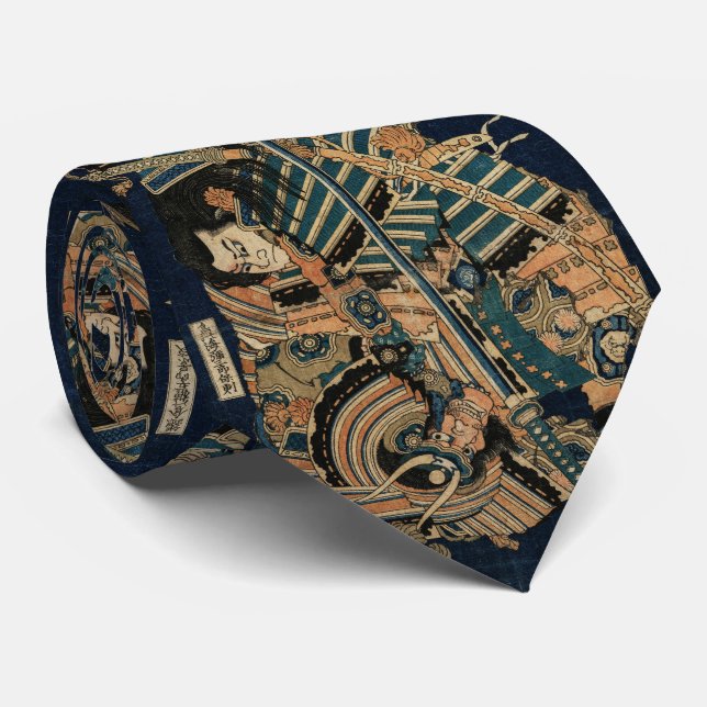 SAMURAI COMBAT WITH KATANA SWORDS by Hokusai Tie (Rolled)