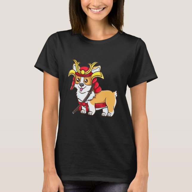 Samurai Corgi Halloween Corgi T-Shirt (Front)