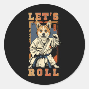 Samurai Corgi In Jiu Jitsu Gi Bjj Life Brazilian K Classic Round Sticker
