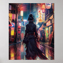Samurai CyberPunk Modern Nightscape Futuristic