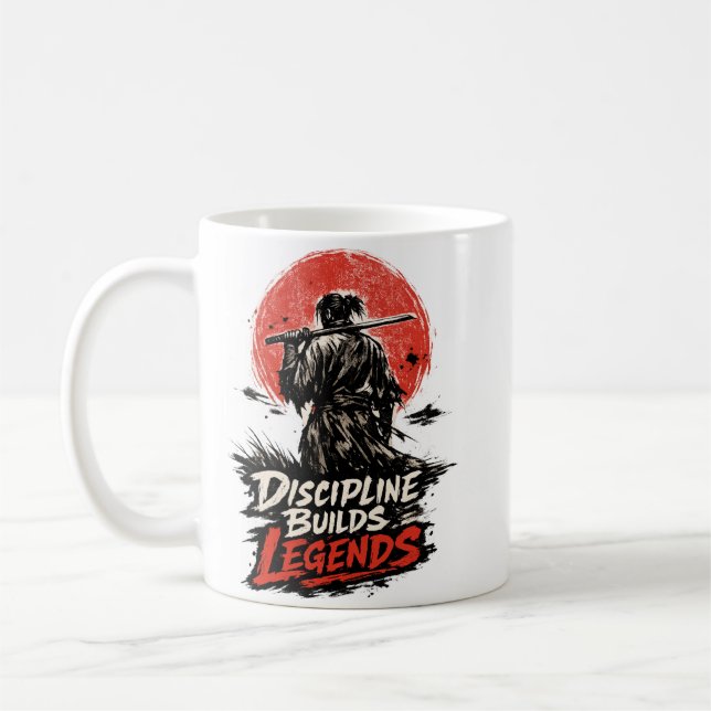 Samurai Discipline Motivation Art Coffee Mug (Left)