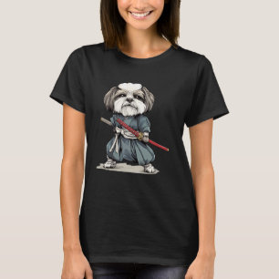 Samurai Dog Japanese Ukiyo e Style Lhasa Apso Dogs T-Shirt