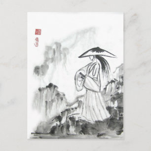 Samurai Drawing Sword Postcard