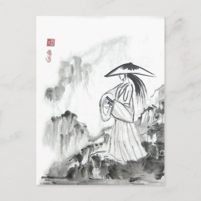 Samurai Drawing Sword Postcard (Front)