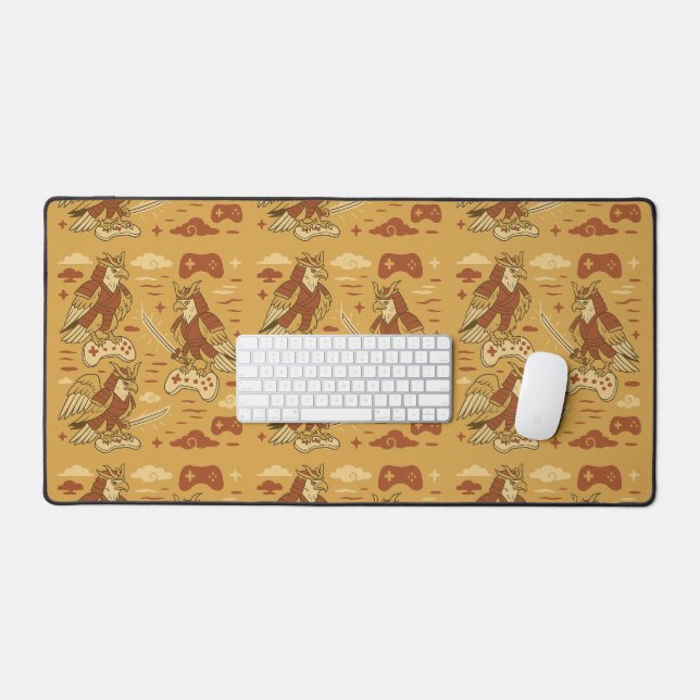 Samurai Eagle with Game Controller  Desk Mat (Keyboard & Mouse)