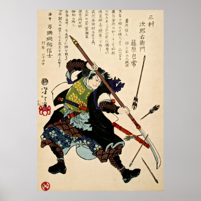 Samurai fending off arrows poster (Front)