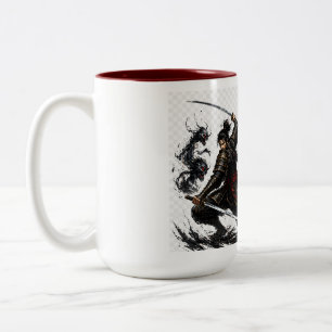 Samurai Fight Your Demons Motivational  Two-Tone Coffee Mug