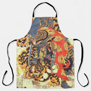 Samurai Fighting a Tiger, Kuniyoshi, Ukiyo-e Apron