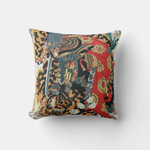 Samurai Fighting a Tiger, Kuniyoshi, Ukiyo-e Cushion
