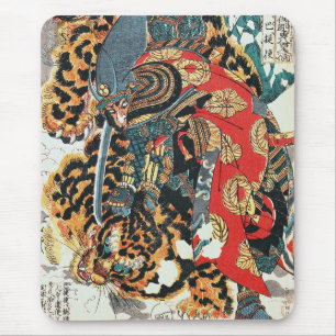 Samurai Fighting a Tiger, Kuniyoshi, Ukiyo-e Mouse Mat