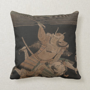Samurai Fighting at Night circa 1770 Cushion